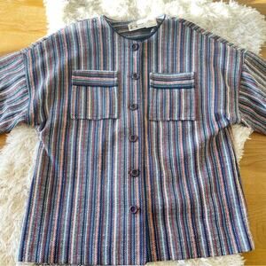 Vintage Marty Gutmacher ILGWU Union Made USA button down shacket size 10 stripes